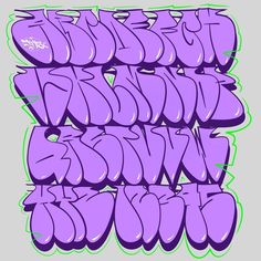 purple graffiti type on a gray background