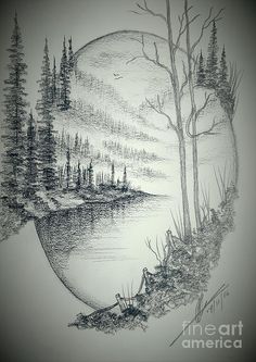 twilight drawing ideas Land Scape Drawing, White Painted Walls, Pencil Drawings Of Nature, Drawing Blood, Best Pencil, Sketches Pencil, Nature Sketch, Drawing Examples, Landscape Sketch