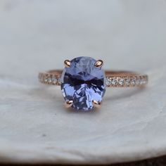 Elegant Ring With Center Stone Lab-created Sapphire, Elegant Gold Ring With Lab-created Sapphire, Lavender Saphire Engagement Rings, Elegant Light Blue Sapphire Ring, Secret Ring, Purple Oval Sapphire Ring, Brilliant Cut, Purple Sapphire Engagement Ring, Purple Sapphire Ring, Color Change Sapphire