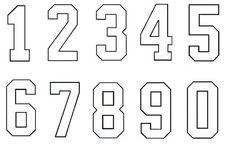 the numbers are outlined in black and white