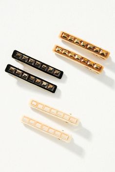 Set of six barrettes Nylon, glass stone Imported | Velvet Stone Barrettes, Set of 6 by Anthropologie in Beige, Women's, Nylon/Glass Pretty Barrettes, The Velvet, Barrettes, Color Coding, Women's Accessories, Anthropologie, Hair Accessories, Velvet, Women Accessories