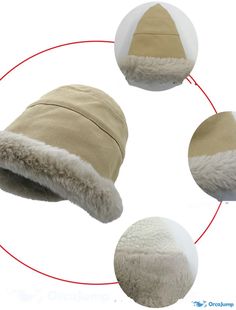 OrcaJump - Womens Solid Color Cloche Hat - Casual Outdoor Keep Warm Everyday Winter Outdoor Sun Hat, Winter Cotton Hat With Short Brim, Cotton Winter Hat With Short Brim, Winter Cotton Brimmed Hat, Winter Beige Sun Hat With Curved Brim, Beige Adjustable Hat For Cold Weather, Adjustable Beige Hat For Cold Weather, Casual Cream Cloche Hat For Winter, Cotton Bucket Hat With Curved Brim For Winter