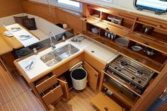 the kitchen is clean and ready for us to use in the boat or on the water