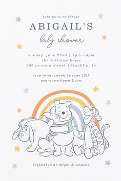 a baby shower with winnie the pooh and tigger on it's back