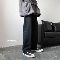 Wiaofellas Men Jeans Autumn Male Trousers Cozy Breathable Retro Loose All-match Korean Trendy Streetwear Students Ulzzang Chic Wide Leg 3XL Mens Black Vest, Male Trousers, Mens Casual Jeans, Mens Vest Jacket, Elastic Jeans, Polo Suits, Pilot Jacket, Trendy Streetwear, Harajuku Streetwear