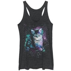 When you gaze into the cosmos at night, look carefully among the constellations and you just might see the Lost Gods Star Kitten Heather Black Racerback Tank Top. Stars and swirling galaxies surround an adorable kitten printed on the front of this awesome black cat tank. Blue Striped Shirt Outfit, The Constellations, Adorable Kitten, Graphic Tank Tops, S Star, Heather Black, Direct To Garment Printer, Perfect Shirt, Racerback Tank Top