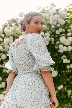 Madeline Dress – Ivy City Co Comfortable Wedding Dress, Square Collar Dress, Puff Sleeves Dress, Bohemian Style Clothing, Boho Style Outfits, Tiered Ruffle Skirt, Blues And Greens, City Dress, Tea Length Dresses