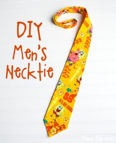 a yellow neck tie with the words diy men's necktie on it