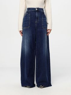 Jeans PINKO Woman color Denim Chic Medium Wash Jeans With Patch Pockets, Chic Relaxed Fit Jeans With Patch Pockets, Chic Indigo Relaxed Fit Jeans, Chic Indigo Denim Jeans, Chic Indigo Jeans For Spring, High Rise Indigo Flare Jeans, Rock Revival Jeans Women, 00 Jeans, Latest Jeans