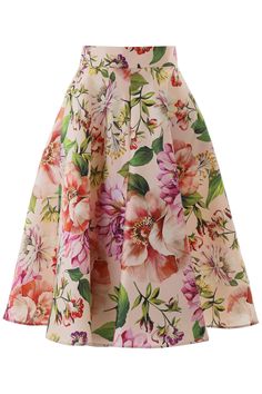 Full Skirt Outfit, Full Midi Skirt, Peplum Tops, Cute Skirt Outfits, Printed Midi Skirt, Floral Midi Skirt, Dolce E Gabbana, Beautiful Skirts, Heidi Klum