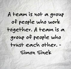 a piece of paper with a quote on it that says, a team is not a group of people who work together