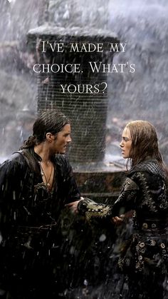 a man and woman standing in the rain with words above them that say i've made my choice, what's yours?