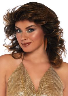 Farrah Feathered Wig – legavenue.com 70s Look, Elegant Moments, 70s Disco, Brown Style, Leg Avenue, Feathered Hairstyles, Short Wigs, Costume Wigs, Long Wigs