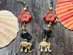 "Gorgeous brass elephant and Czech glass dangly boho earrings  2.5\" Make beautiful gifts for all occasion!" Bohemian Decorative Earrings For Gift, Bohemian Decorative Earrings As Gift, Bohemian Earrings As Gift, Brass Elephant, Beautiful Gifts, Boho Earrings, Czech Glass, Etsy Earrings, Dangle Drop Earrings