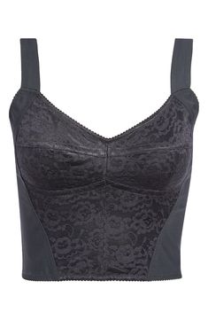 Floral jacquard offers textural contrast to the smooth fabric of this corset-inspired bustier top with a lace-trimmed sweetheart neck. 15 1/2" center front length (size 38 IT) Back zip closure Sweetheart neck Partially lined 51% polyester, 40% nylon, 9% elastane Dry clean Made in Italy Women's Designer Clothing Corset Bustier Top, Corset Blouse, Floral Corset, Corset Bustier, Corsets And Bustiers, Floral Jacquard, Bustier Top, Sweetheart Neck, Corset Top