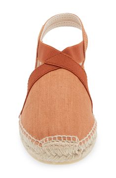 Straps at the ankle and heel enhance the breezy style of a wedge espadrille handcrafted in Spain using natural materials and traditional techniques. Slingback strap Textile upper and lining/synthetic sole Made in Spain Women's Shoes Natural Woven Wedge Sandals With Round Toe, Natural Woven Round Toe Wedge Sandals, Natural Straw Ankle Strap Espadrilles, Natural Straw Espadrilles With Ankle Strap, Natural Espadrilles With Woven Sole And Wedge Heel, Casual Jute Espadrilles With Woven Details, Casual Woven Jute Espadrilles, Jute Espadrilles With Round Toe, Casual Espadrilles With Wrapped Wedge Heel