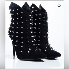 New In Box Discontinued Spiked Booties Purchased From Dollskill Bundle N Save!-Price Firm Dolls Kill Shoes, Dolls Kill, Black Silver, Bootie Boots, Stiletto Heels, Ankle Boots, Size 6, Women Shoes, Dolls