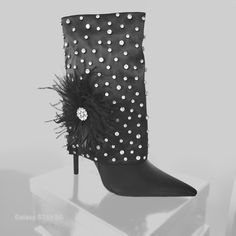 Blaise Black Embellished Rhinestone Boots With Attached Embellish Flower. Elegant Embellished Black Boots, Embellished Black Heeled Boots For Winter, Black Embellished Boots With Round Toe, Fancy Boots, Luxury Crystal-embellished Evening Boots, Rhinestone Boots, Colored Boots, Embellished Black Ankle-high Boots, Sam Edelman Boots