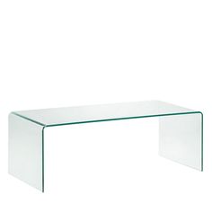 a glass table with a clear top on a white background