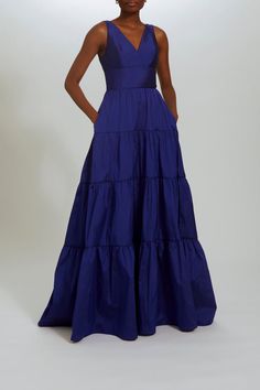 Amsale - Taffeta V-neck Gown A-line Taffeta Evening Dress For Wedding, Elegant Taffeta Evening Dress For Wedding, Elegant Taffeta Gown With Ruched Bodice, Taffeta Wedding Dress With Sweetheart Neckline, Wedding Dress With Sweetheart Neckline In Taffeta, Wedding Taffeta Dress With Sweetheart Neckline, Floor-length Taffeta Wedding Dress, Elegant A-line Evening Dress For Debutante Ball, Elegant A-line Wedding Dress For Debutante Ball