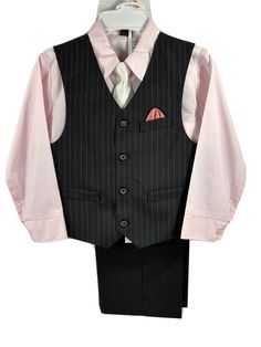 #eBay #eBayStore #eBaySeller #Retro #DressShirt #Vest #OutfitSet #Boys #PINK #Black #Pants #Boy #Tie #AllSeasons #Multicolor #Vietnam #VestSet #Formal #BlendedFabric #Wedding Black Slim Fit Long Sleeve Sets, Black Fitted Suits For Spring, Casual Black Suits For Spring, Black Collared Workwear Sets, Casual Black Spring Suits, Black Business Sets With Pockets, Black Fitted Sets With Pockets, Black Business Sets For Fall, Classic Black Sets For Spring