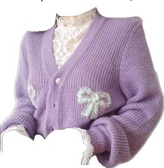 Purple V-neck Cardigan For Winter, Fitted Lavender Winter Sweater, Fitted Lavender Sweater For Winter, Lavender Winter Sweater, Cute Purple Winter Outerwear, Purple Vintage Winter Cardigan, Vintage Purple Cardigan For Winter, Vintage Purple Winter Cardigan, Lavender Fitted Cardigan For Fall