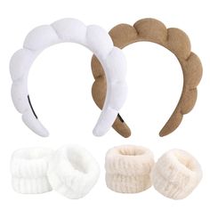 PRICES MAY VARY. Soft Material: These skin care headbands are made of premium terry cloth fabric and sponge with adorable clouds shape design. These 4pcs spa wristbands are made of soft microfiber, super comfortable to wear. Keeps Water from Going Everywhere: These spa head bands for women's hair could keep water and soap from getting in your eyes, the towel wrist bands are wonderful for keeping water from running down your arms. Practical Combination: This Package include 2pcs towel headbands t Cloth Headbands, Face Wash Headband, Terry Cloth Headband, Makeup Headband, Puffy Hair, Washing Face, Spa Headband, Soft Headbands, Cloud Shapes