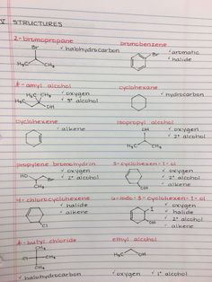 an exercise sheet with the names of different substances