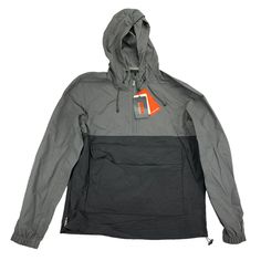 Bass Outdoor Mens Packable Anorak Hooded Jacket Gray Black S *New With Tags, Never Worn* Chest: 22" Length: 27" Chest Measurements Are Taken From Armpit To Armpit Length Measurements Are Taken From Top Of Shoulder By Collar To Bottom Hem 100% Nylon Sku: Bx92 Black Casual Waterproof Windbreaker, Black Nylon Windbreaker For Outdoor, Gray Weatherproof Nylon Outerwear, Weatherproof Gray Nylon Outerwear, Black Weatherproof Windbreaker For Sports, Black Sports Windbreaker Weatherproof, Gray Hiking Outerwear With Adjustable Hood, Black Nylon Track Jacket For Outdoor, Gray Outerwear With Adjustable Hood For Hiking