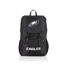 the philadelphia eagles black backpack is shown