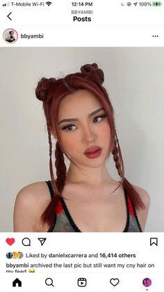 Libra Birthday Outfits, Red Hair Styles Hairstyles, Brat Hairstyles, Circus Hairstyles, Cute Y2k Hairstyles, Chinese Bun, Aesthetic Hairstyle, Braids Ponytail, Pig Tails