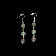 Silver Color Finish Dangle Earrings. Handmade By Stac Fashion Flourite Stone, Silver Bead Earrings, Sterling Silver Heart Earrings, Princess Earrings, Beads Craft Jewelry, Stick Earrings, Silver Heart Earrings, Prom Earrings, Stone Dangle Earrings