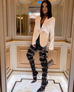 (1) Rhinestone Runway Boots – Fashionsarah.com Summer Boots, Thigh High Boots Heels, High Fashion Outfits, Tassels Fashion, Event Outfit, Clipuri Video, Philipp Plein, Elegant Outfit, Thigh High Boots