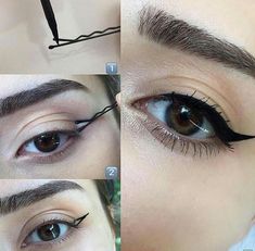 Eyeliner Diy, Makeup Tips For Redheads, Cat Eye Makeup Tutorial, Make Up Diy, Permanente Make-up, Tutorial Eyeliner, Eyeliner Tips, Bentuk Alis, Eyeliner Hacks