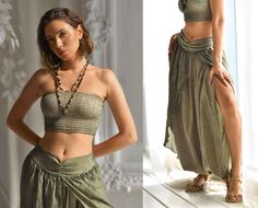 Skirt Trousers, Boho Skirt, Boho Skirts, Womens Pants, Green Skirt, Pants Women, Khaki Green, Lounge Pants, Leg Pants