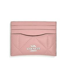 This Coach Card Case Is A Stylish And Practical Accessory For Women. The Silver/Lt. Pink Color And Puffy Diamond Quilting Make It A Fashionable Addition To Any Outfit. It Is Made Of High-Quality Nappa Leather And Has A Solid Pattern, Making It Suitable For Any Occasion. Measuring 4 Inches In Length And 3 Inches In Width, It Is Perfect For Holding Credit Cards And Id. The Card Case Has A Unit Quantity Of 1 And Is A Unit Type Item. It Is Not Handmade And Was Manufactured In Vietnam. The Card Case Coach Coin Purse, Coach Floral, Blue Coach, Large Wallet, Snake Design, Monogram Prints, Change Purse, Diamond Quilt, Coach Leather