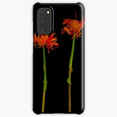 two orange flowers on black background samsung case / skin for the samsung galaxy s10