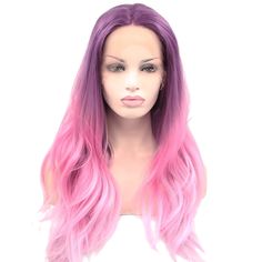 Heat safe, high quality, realistic lace front wig. Pink Purple Ombre, Women Wigs, Ombre Pink, Pink Wig, Synthetic Lace Wigs, Wig Lace, Hair Women, Quality Hair Extensions, Body Wave Hair