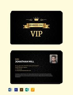 a black and gold business card with the words, members only vip on it