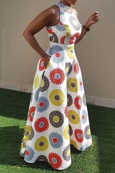 Sukienki Maksi, Long African Dresses, Color Block Maxi Dress, African Dresses Modern, African Wear Dresses, Afrikaanse Mode, Gaun Fashion, African Maxi Dresses, African Fashion Modern