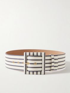 As one of Carolina Herrera's most coveted styles, this belt is aptly named 'Icon'. It's made from twill and features a chic striped motif and square buckle. Raffia Bag, Ballet Pumps, Wide Belt, Carolina Herrera, Ski Wear, Sport Pants, Manolo Blahnik, Belts For Women, Waist Belt