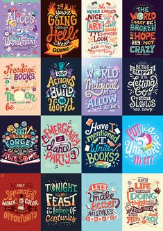 a bunch of different types of lettering that are in different colors and sizes, with the words above them