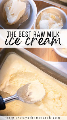 Creamy and delicious homemade raw milk ice cream is such a treat! Made with simple ingredients like raw milk, raw cream, maple syrup or raw honey, pastured egg yolks and vanilla – it’s healthy and easy to make. Customize this homemade vanilla ice cream with your own mix-ins to create any flavor! Milk Ice Cream Recipe, Raw Ice Cream, Homemade Vanilla Ice Cream, Milk Ice Cream, Milk Cream, Egg Yolks, Homemade Vanilla