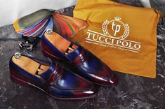 Buy TucciPolo Mens Handmade Italian Leather Luxury Two Tone Blueish Burgundy Loafers Shoe. Hand painted leather upper with leather sole and leather lining. Shop now Leather : Handpolished and Hand stitched Calfskin Leather Insole & Outsole This is a made-to-order product. Each pair will be made upon receipt of order and shipped in approximately 15 days. Because our shoes are hand-painted and couture-level creations, each shoe will have a unique hue and polish, and exactly as photo. Note: For Burgundy Loafers, Dress Shoes Mens, Custom Made Shoes, Italian Leather Shoes, Bespoke Shoes, Handmade Leather Shoes, Oxford Dress Shoes, Shoes Handmade, Leather Dress Shoes