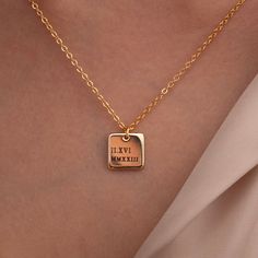 "Commemorate unforgettable moments with our Custom Coordinate Necklace. The square pendant can be personalized with the precise coordinates of a significant location, creating a truly unique and sentimental piece. It's a perfect gift for bridesmaids, allowing them to carry a special memory close to their hearts. #YOU MAY LIKE THIS Roman Numbers Necklace https://www.etsy.com/listing/1508263981/roman-numbers-necklace-personalized 16k Gold star plated Necklace https://www.etsy.com/listing/150900091 Coordinates Necklace, Rectangular Engraved Jewelry For Anniversary, Rectangular Jewelry With Engraving Option For Anniversary, Anniversary Jewelry With Engraving Option, Rectangular Pendant, Personalized Rectangular Jewelry For Wedding Gift, Personalized Rectangular Necklace For Anniversary, Customizable Rectangular Jewelry For Valentine's Day, Rose Gold Square Pendant Jewelry For Wedding, Engraved Rectangular Necklaces For Anniversary Gift