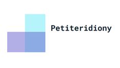 the logo for petteridiony is shown in blue and purple squares on a white background