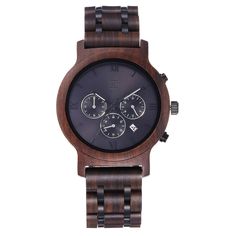 Hemisphere | Dark Sandalwood Chronograph - Joycoast Classic Brown Chronograph Watch With Analog Display, Brown Chronograph Watch With Subdials As Gift, Business Chronograph Watch With Skeleton Dial In Brown, Outdoor Brown Analog Chronograph Watch, Vintage Brown Chronograph Watch With Subdials, Watch Engraving, Wooden Accessories, Wooden Watch, Watches Unique