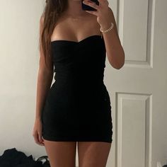 Iconic Mini Black Bandage Dress. Zip Up In Back. No Flaws As Far As I Can See Only Wore To Try On. Super Flattering And Perfect For A Party Or Dance. Black Bandage Dress, Herve Leger Dress, Herve Leger, Bandage Dress, Try On, Colorful Dresses, Zip Ups, I Can, Mini Dress