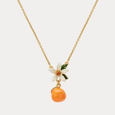 Orange Necklace is listed in the nature jewelry collection, for its inspiration is the orange flower. This is one of dainty jewelry among enamel jewelry from Selenichast jewelry store. Orange blossom and orange meet in this fine orange necklace, helping women add a minimalist yet flowery touch to their daily outfits. Enamelled workmanship, ensuring the vividness of the flower and the orange, gives this necklace so much life and sweetness. Every woman deserves to have this wonderful orange neckla Orange Fruit Jewelry, Orange Blossom Jewelry, Orange Quinceanera, Orange Choker, Quinceanera Necklace, Aura Necklace, Sneaker Ball, Orange Accessories, Everyday Wear Jewelry