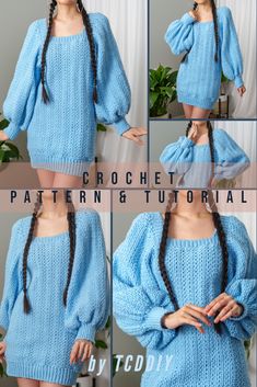 the instructions for how to crochet a sweater with braids on top and bottom